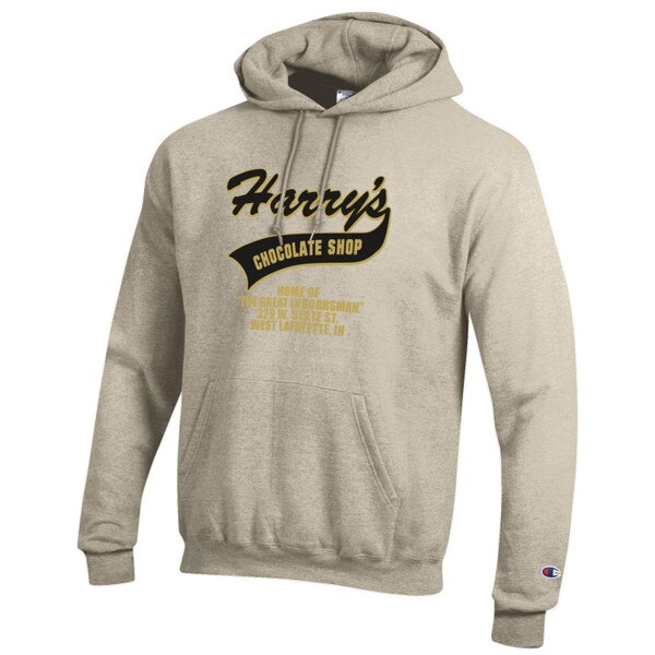 Harry's Chocolate Shop Champion Oatmeal Hooded Sweatshirt I PurdueU